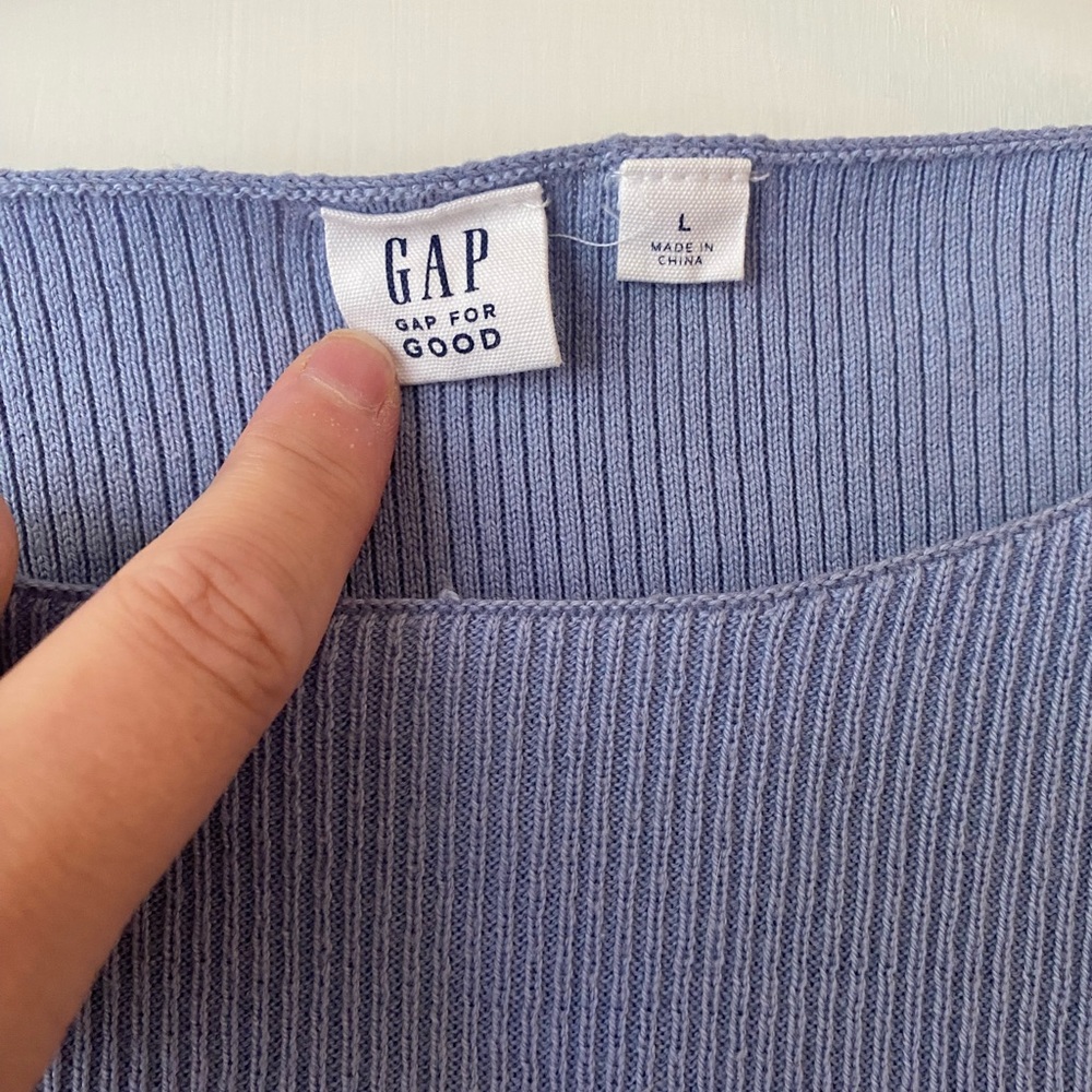 Gap for Good boatneck striped blue and white light cotton sweater L - Picture 2 of 5